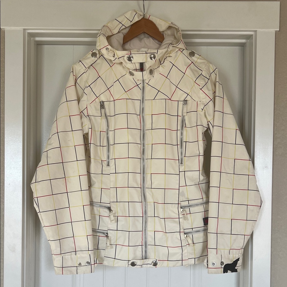 Burton Women's Ski Jacket - Cream with Red and Yellow Accents